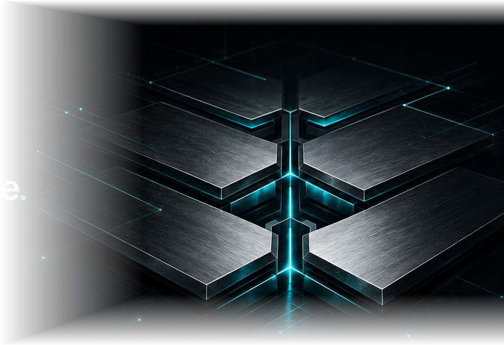 Abstract metallic execution stack representing governed orchestration